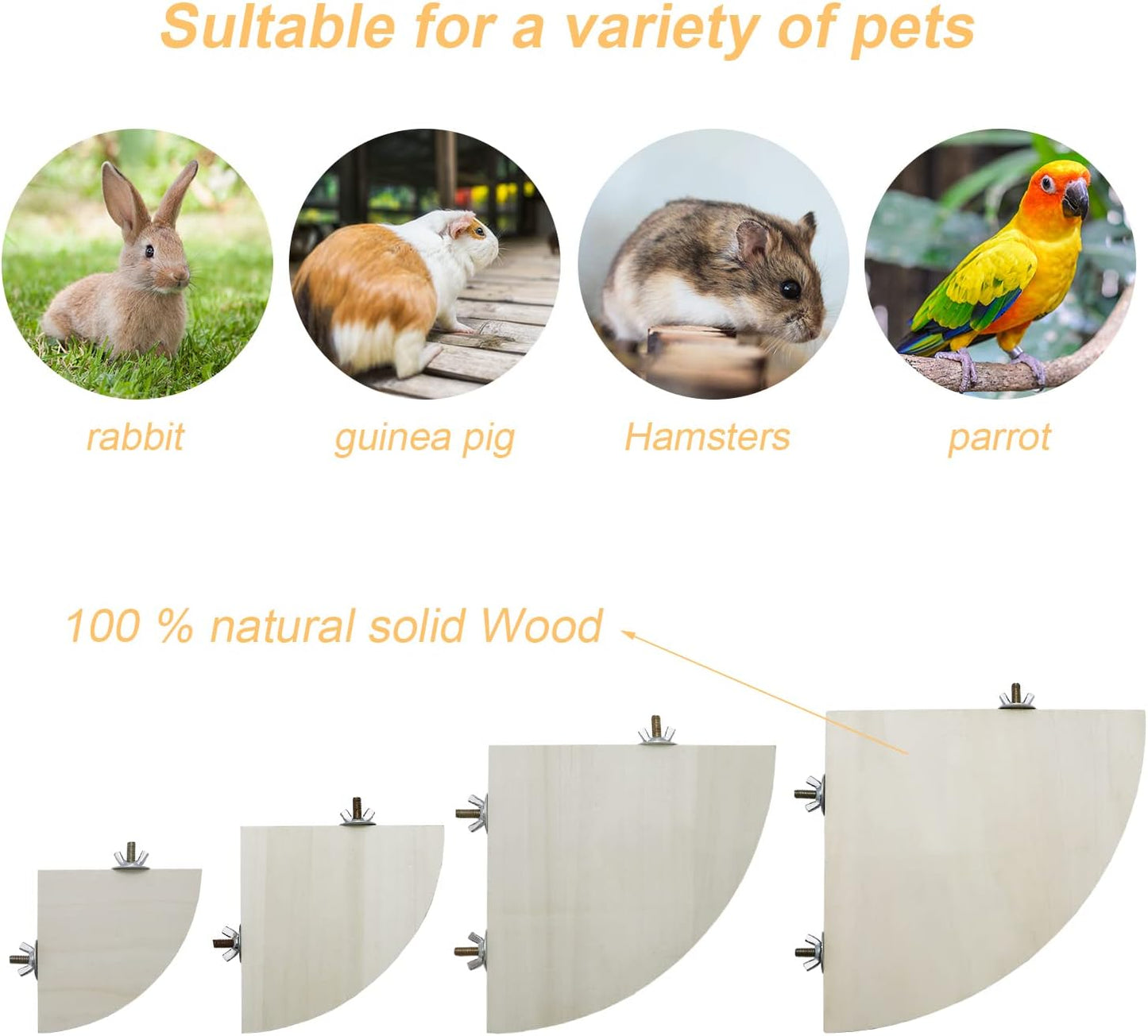 7 in x 7 in Bird Corner Perch Platform- Easy Installation, Safe and Stable Design, Smoothly Sanded Hardwood