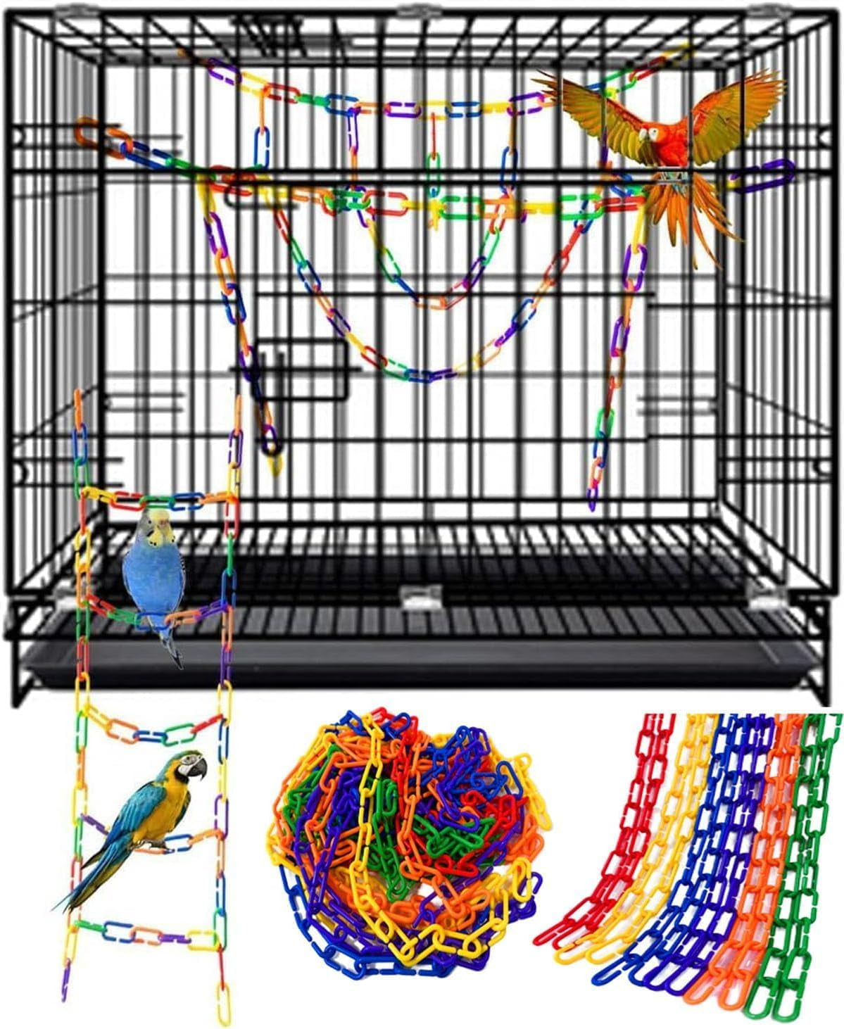 Plastic C-Clip Chain Links – 200 Piece DIY Bird Toy Making & Cage Enrichment Set