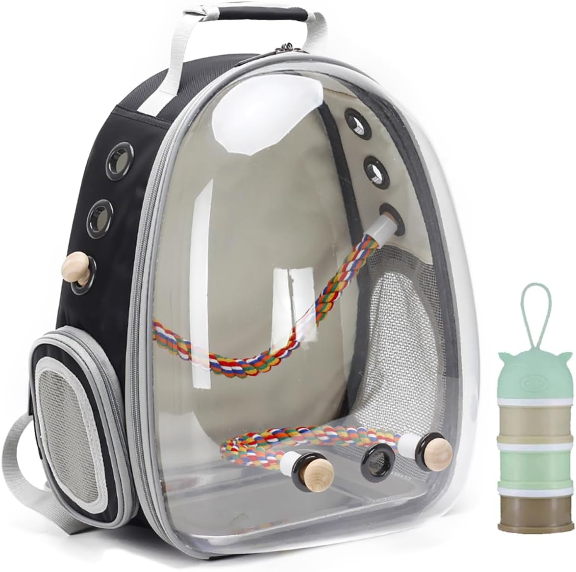 Astronaut Space Capsule Bird Carrier Backpack – Transparent Travel Cage for Small to Medium Birds
