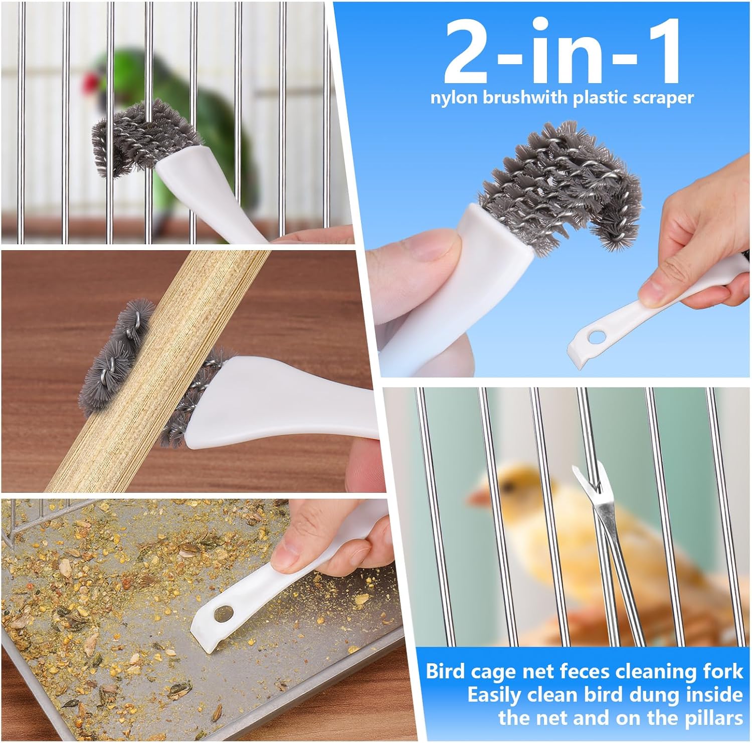 Bird Cage Cleaning Brush Kit – Complete Multi-Tool Cleaning Set for Bird Cages & Small Animal Habitats