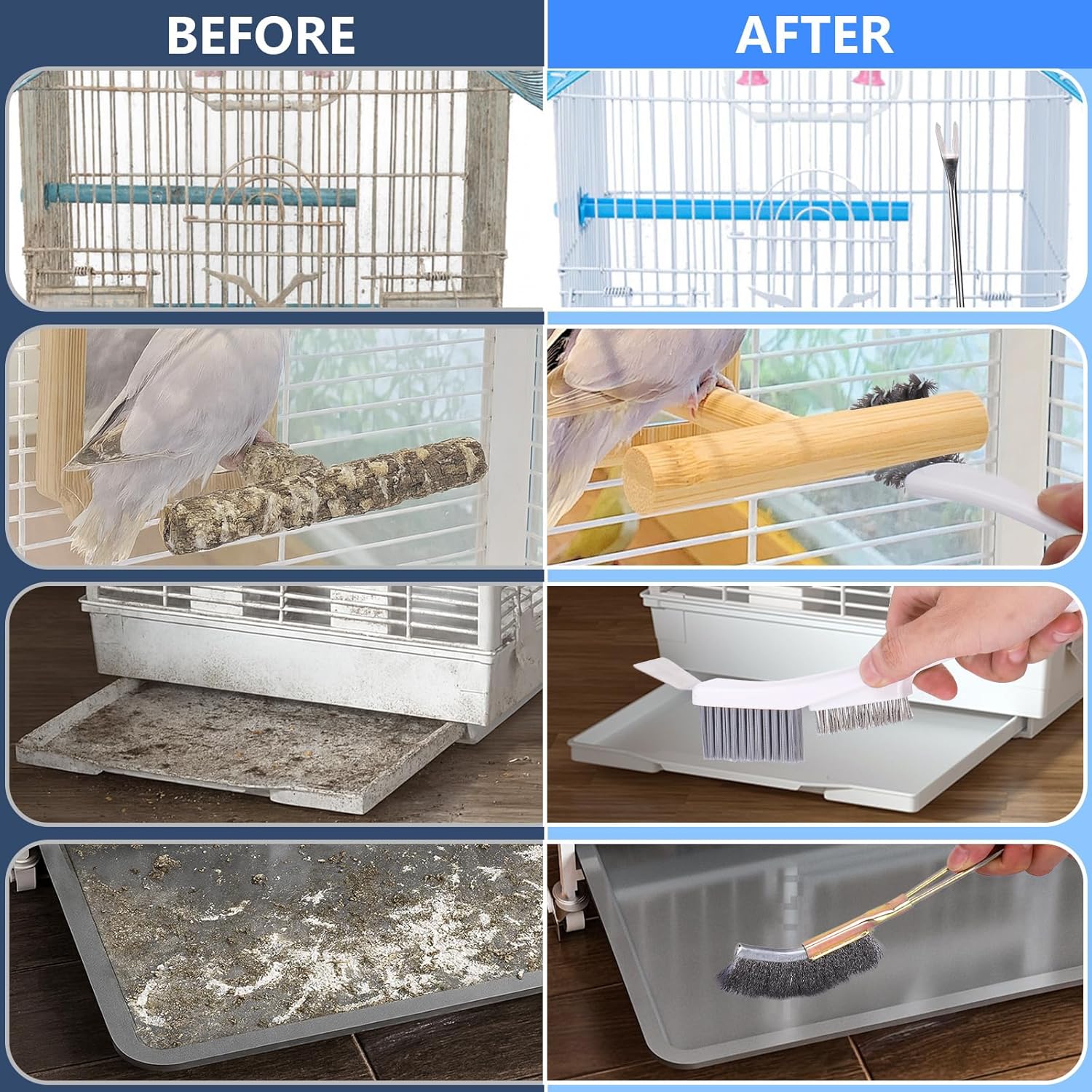 Bird Cage Cleaning Brush Kit – Complete Multi-Tool Cleaning Set for Bird Cages & Small Animal Habitats