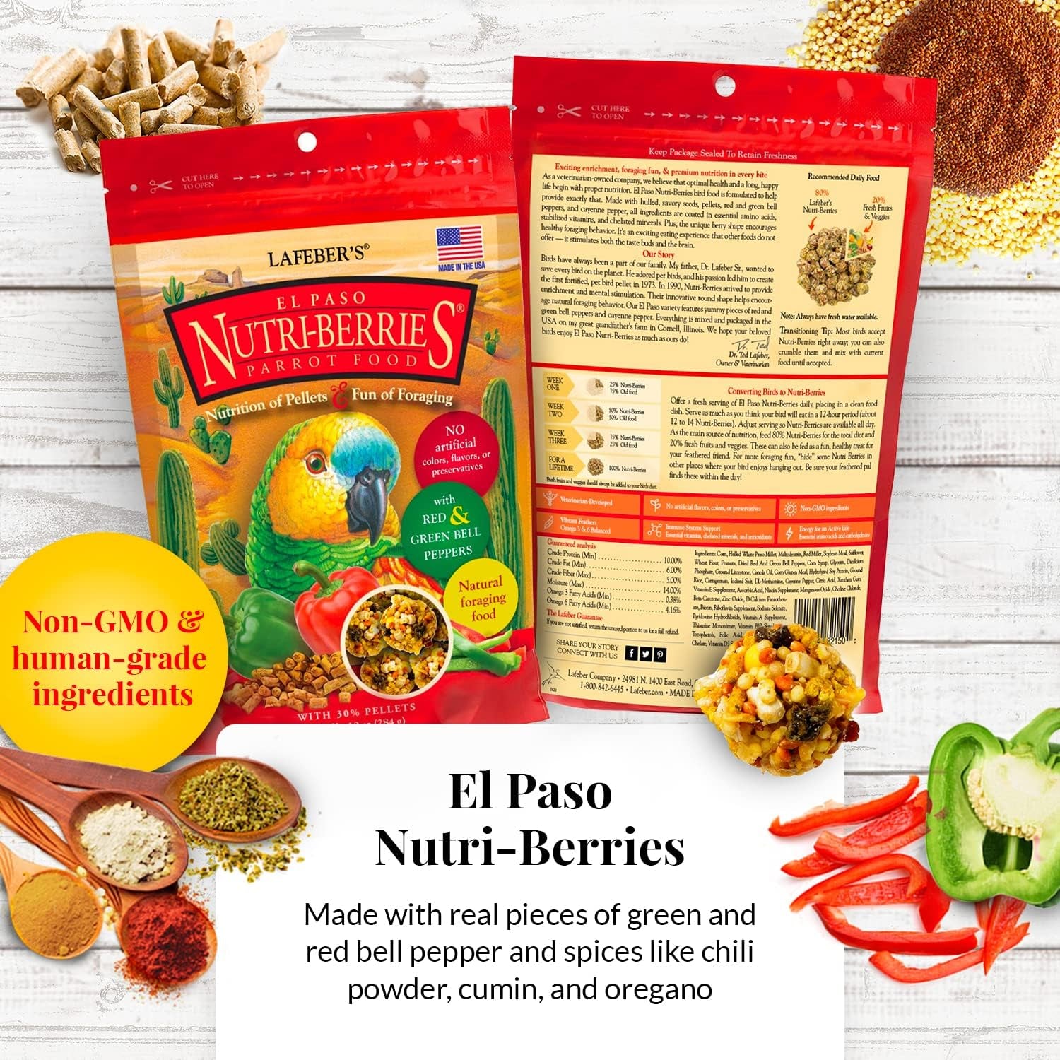 Lafeber's Gourmet Nutri-Berries Variety Pack – Complete Foraging Food for Parrots (4 Pack)
