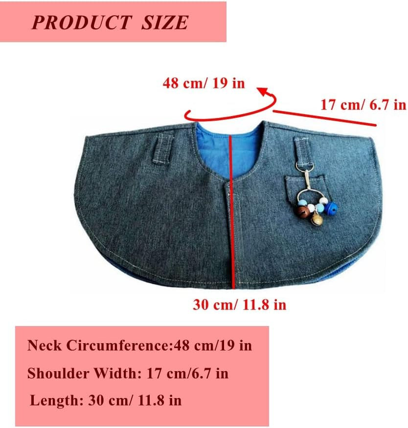 Denim Bird Shoulder Protector – Anti-Scratch Cape for Parrots, Parakeets & Companion Birds