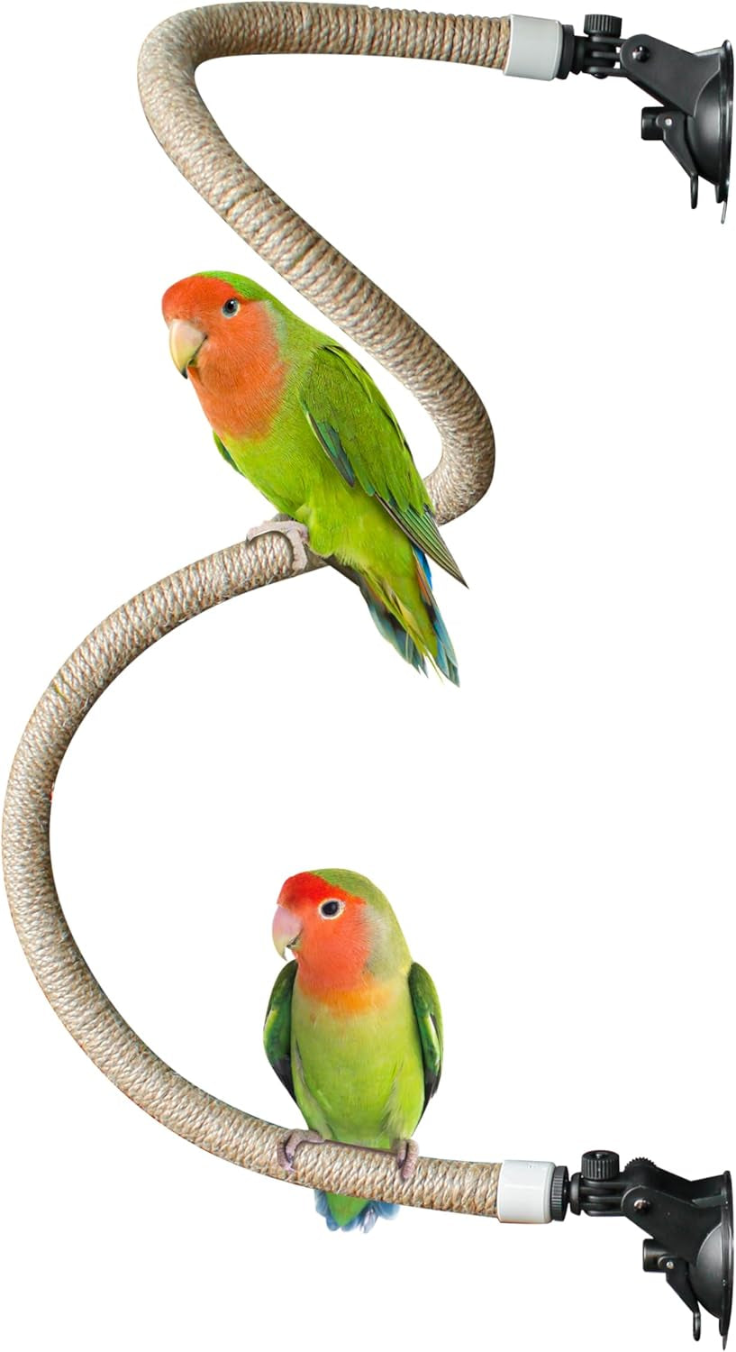 Bendable Suction Cup Rope Perch – Flexible Climbing Perch for Small & Medium Birds