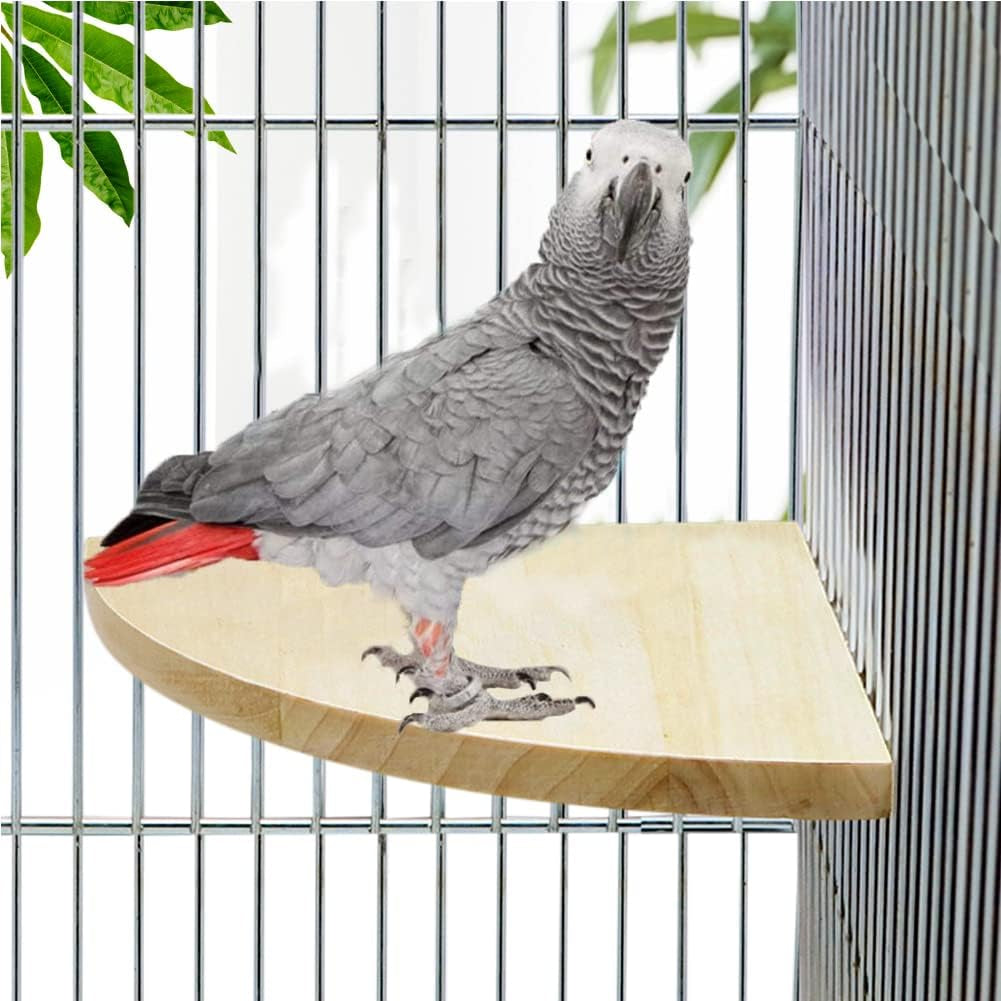 7 in x 7 in Bird Corner Perch Platform- Easy Installation, Safe and Stable Design, Smoothly Sanded Hardwood