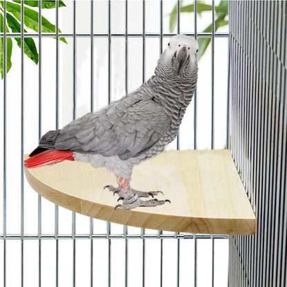 7 in x 7 in Bird Corner Perch Platform- Easy Installation, Safe and Stable Design, Smoothly Sanded Hardwood