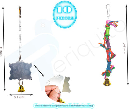 10-Piece Parrot Toy Set – Multi-Activity Cage Enrichment for Small to Medium Birds