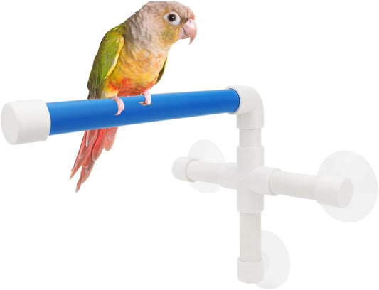 Suction Cup Bird Shower Perch – Window & Bathroom Perch for Small and Medium Parrots