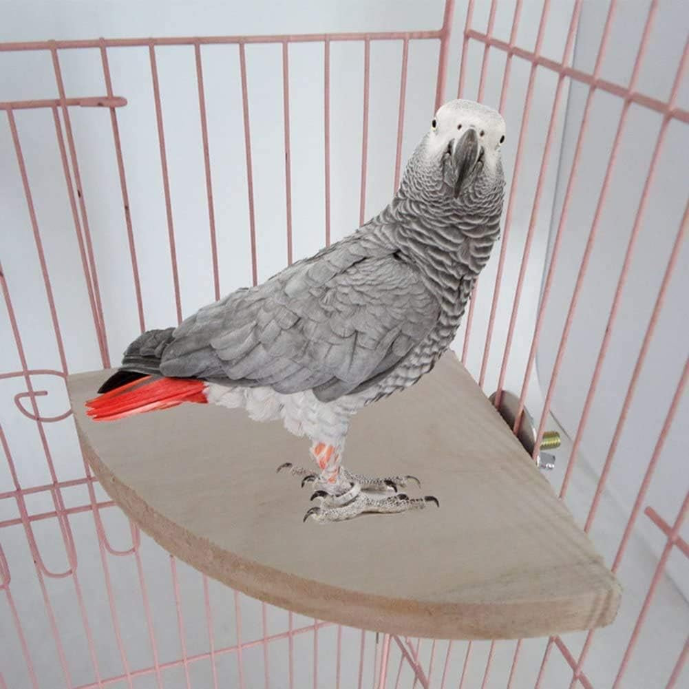 7 in x 7 in Bird Corner Perch Platform- Easy Installation, Safe and Stable Design, Smoothly Sanded Hardwood