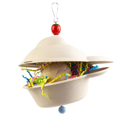 Colorful Bird Chew Toy – Natural Rattan and Paper Enrichment Toy for Budgies, Cockatiels & Conures