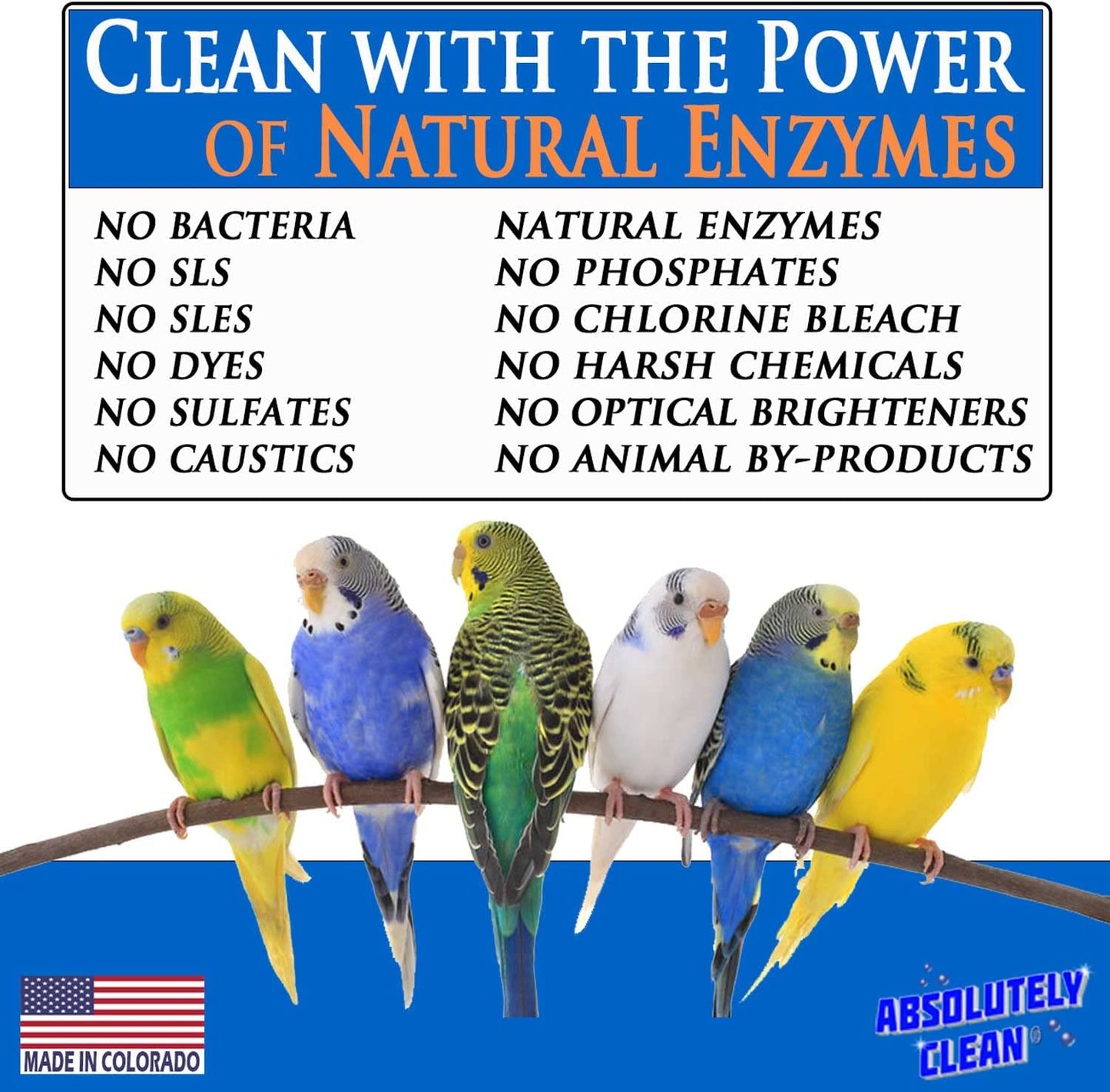 Bird Cage Cleaner Concentrate – Fast-Acting Enzyme Formula (16oz Makes 64oz)