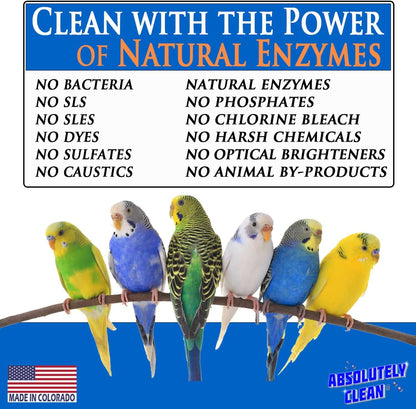 Bird Cage Cleaner Concentrate – Fast-Acting Enzyme Formula (16oz Makes 64oz)