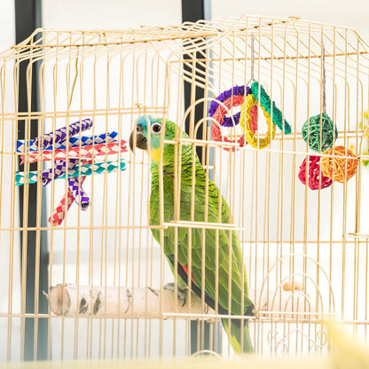 Bird Enrichment Toy Bundle – 200 PCS Natural Finger Traps, Rattan Balls & Vine Rings for Cage Play & Chewing