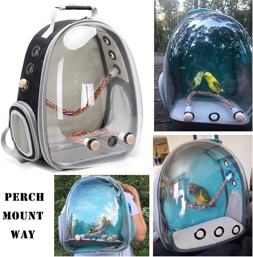 Astronaut Space Capsule Bird Carrier Backpack – Transparent Travel Cage for Small to Medium Birds