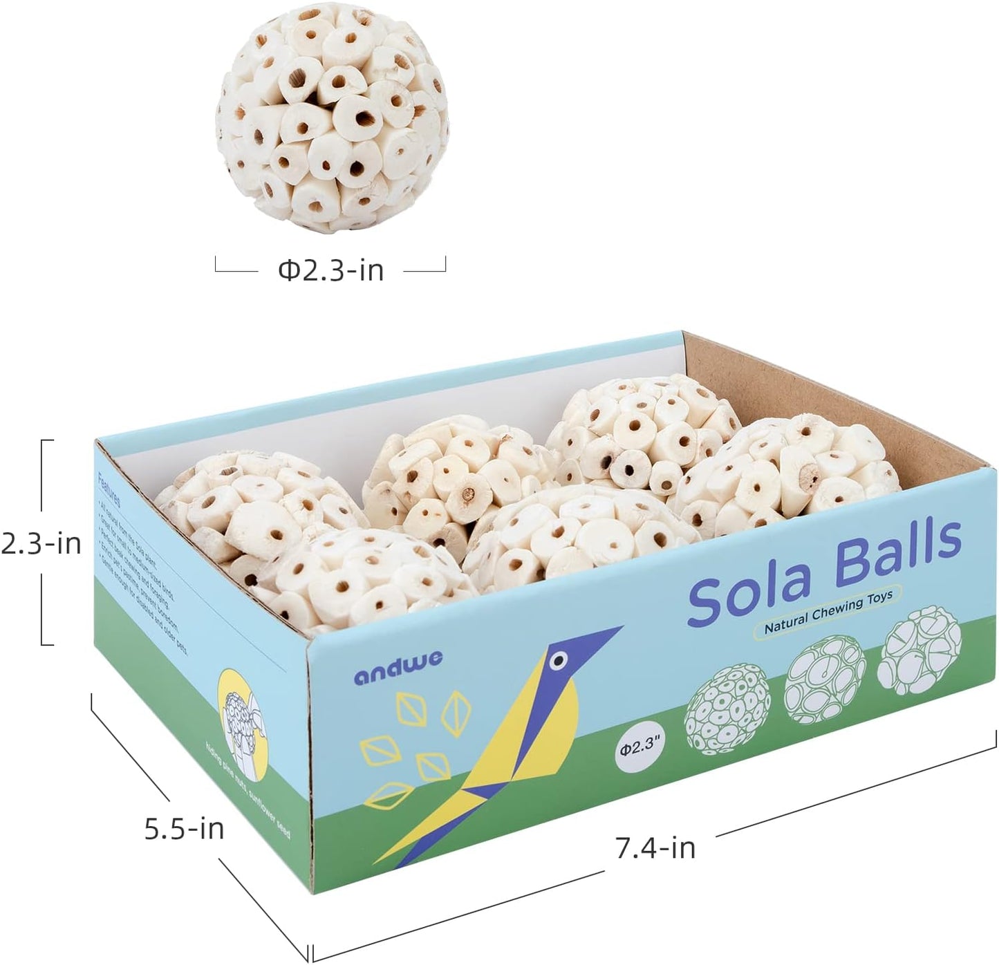 Sola Ball Bird Toy – Natural Shredding & Foraging Enrichment for Parrots - Build Your Own Toy