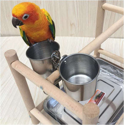 Stainless Steel Clamp-On Bird Feeding Cups – Travel & Cage Food & Water Dish Set