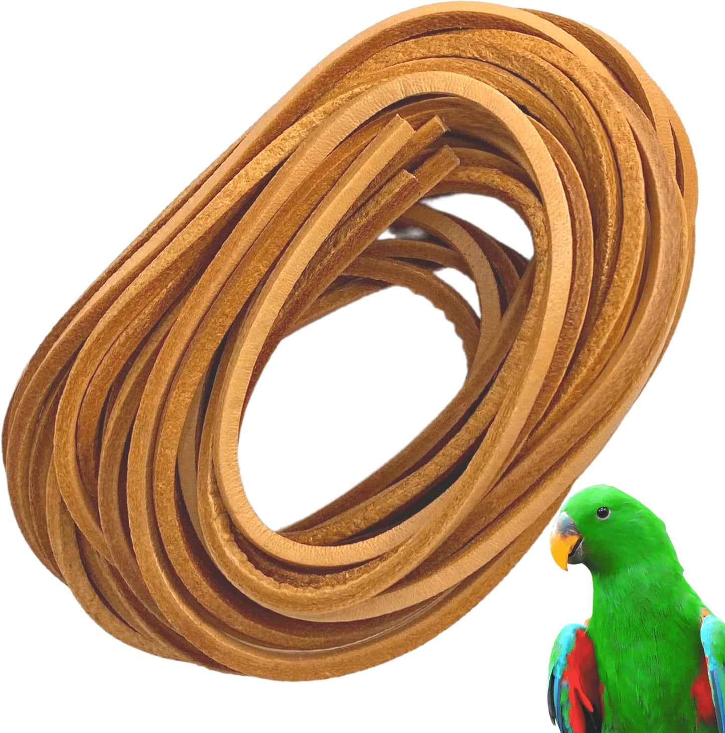 Natural Leather Bird Toy Strips – 6 Pack 48” DIY Toy Making & Cage Enrichment Material for Parrots & Companion Birds