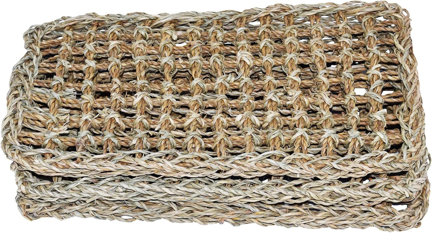 Natural Seagrass Bird Mat – Foraging, Climbing & DIY Enrichment Toy Base for Small to Large Birds & Reptiles (7" x 12", 3 Pack)