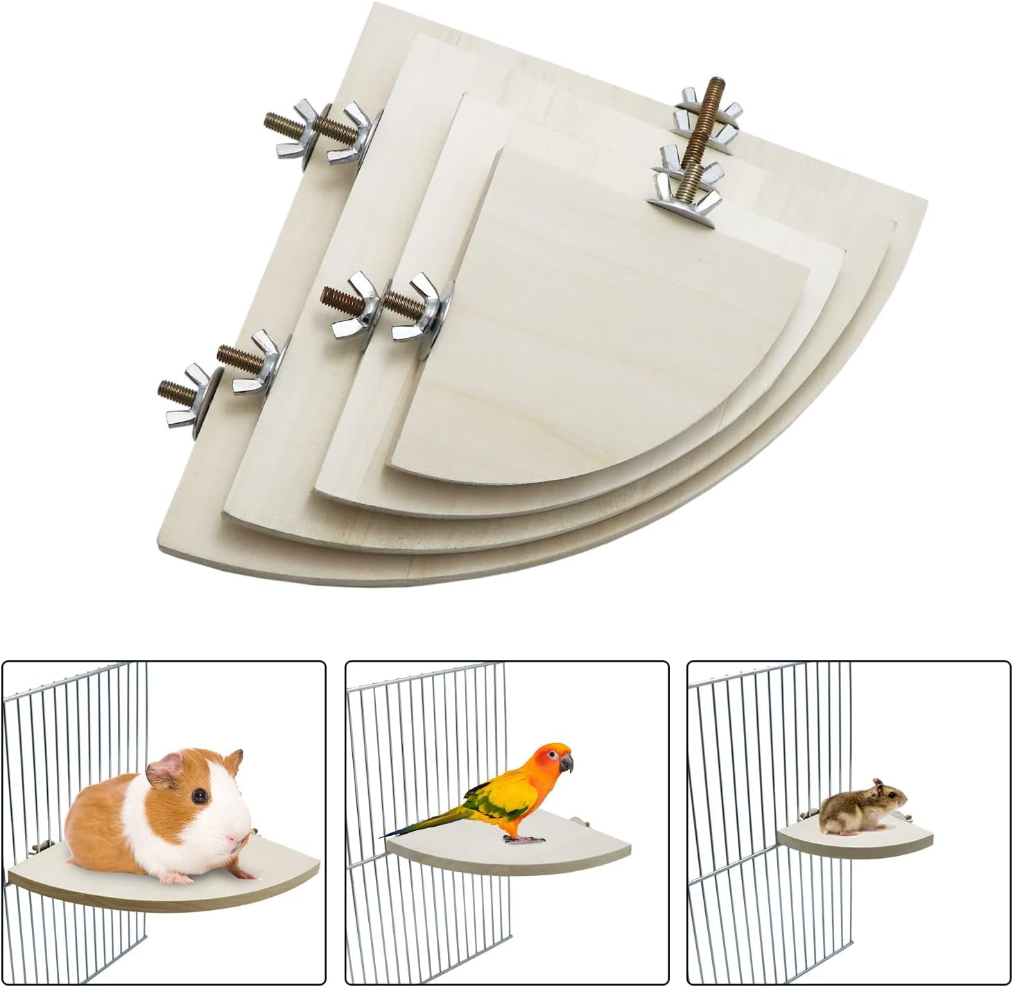 7 in x 7 in Bird Corner Perch Platform- Easy Installation, Safe and Stable Design, Smoothly Sanded Hardwood