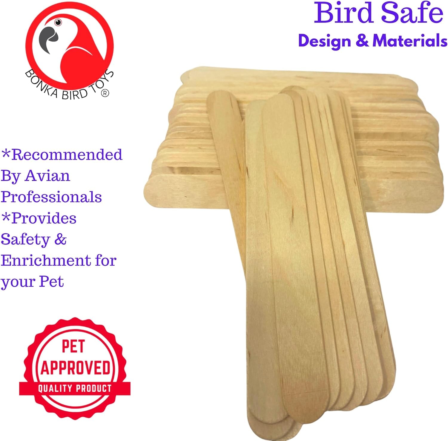 Natural Wooden Bird Foot Toys – Undrilled Chew Sticks for DIY Enrichment & Parrot Toy Making (100 Pack)