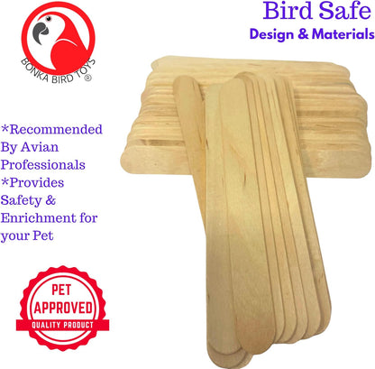 Natural Wooden Bird Foot Toys – Undrilled Chew Sticks for DIY Enrichment & Parrot Toy Making (100 Pack)