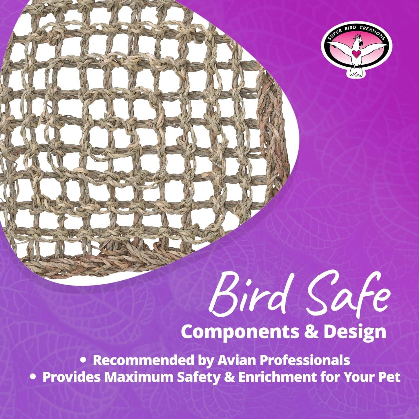Natural Seagrass Bird Mat – Foraging, Climbing & DIY Enrichment Toy Base for Small to Large Birds & Reptiles (7" x 12", 3 Pack)
