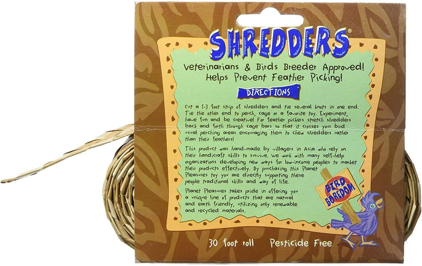 Natural Woven Palm Leaf Bird Shredder Roll – 30 ft DIY Toy Making Material for Parrots, Cage Enrichment & Foot Toys