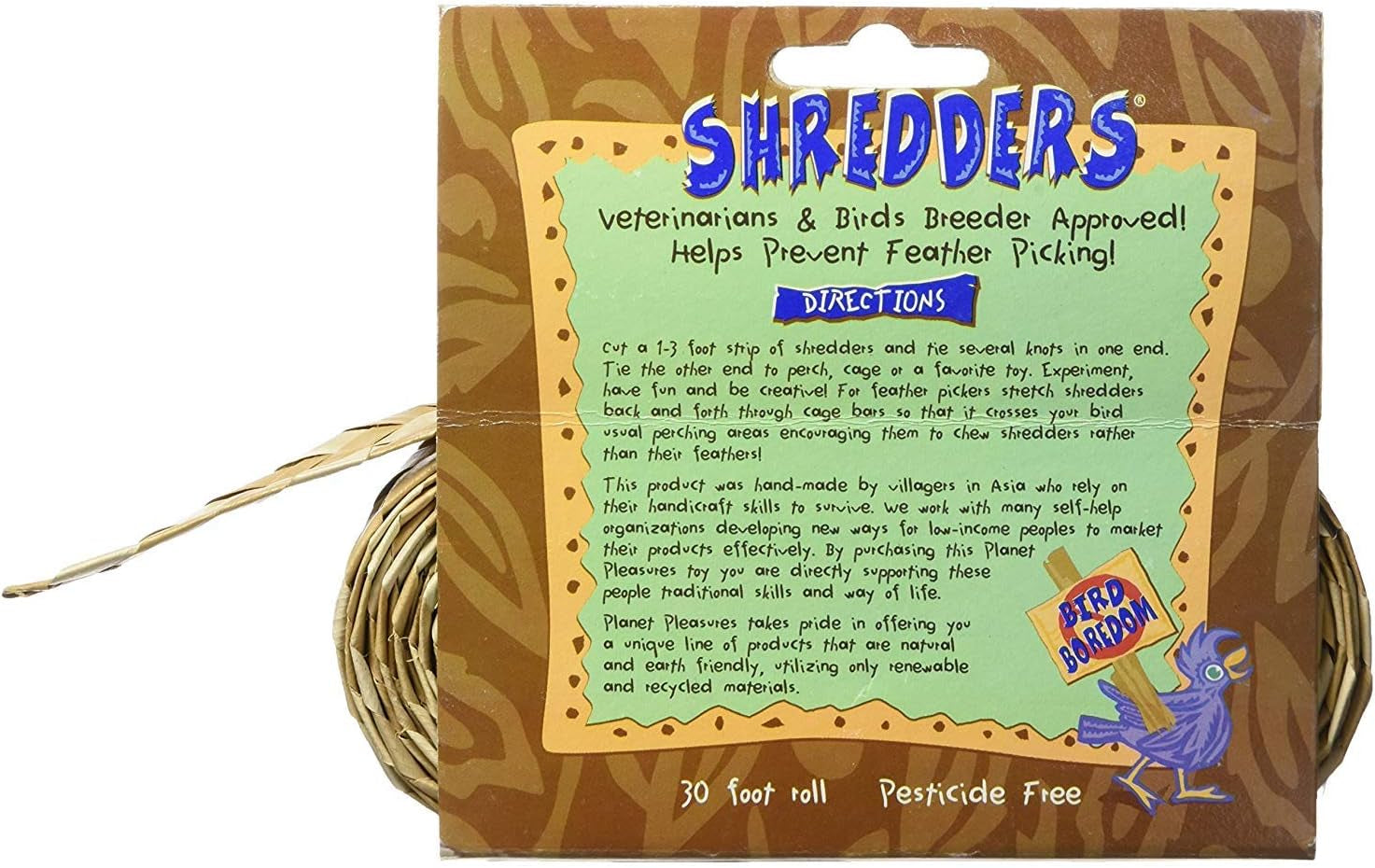 Natural Woven Palm Leaf Bird Shredder Roll – 30 ft DIY Toy Making Material for Parrots, Cage Enrichment & Foot Toys