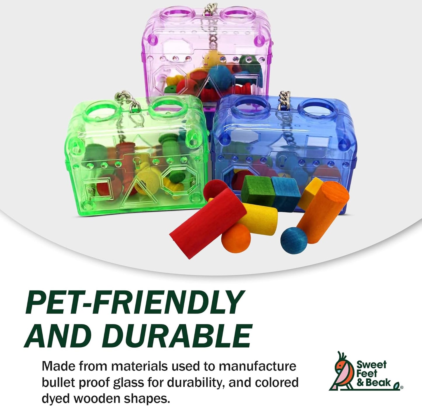 Small Treasure Chest - Washable, Refillable, Non-Toxic, Foraging Box - For Small to Medium Birds