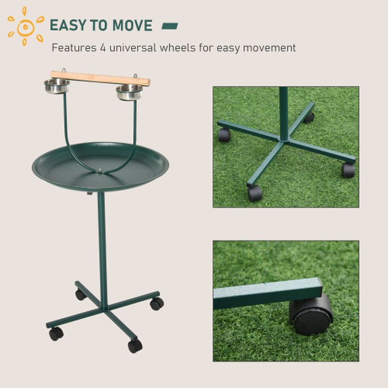 48" Rolling Bird Training Play Stand – Activity Perch & Exercise Playground for Parrots
