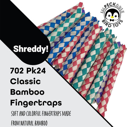 Bamboo Finger Trap Bird Toys (24 Pack) – Safe Chew & Foraging Foot Toys for Parrots, Budgies, Conures & DIY Bird Toy Parts