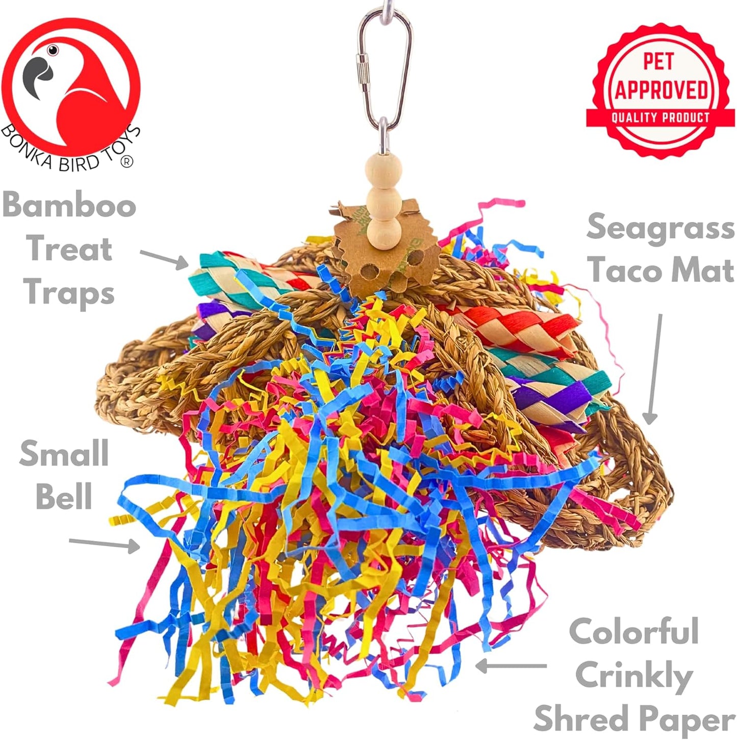 Mini Taco Bird Toy – Multi-Texture Cage Enrichment for Small to Medium Parrots