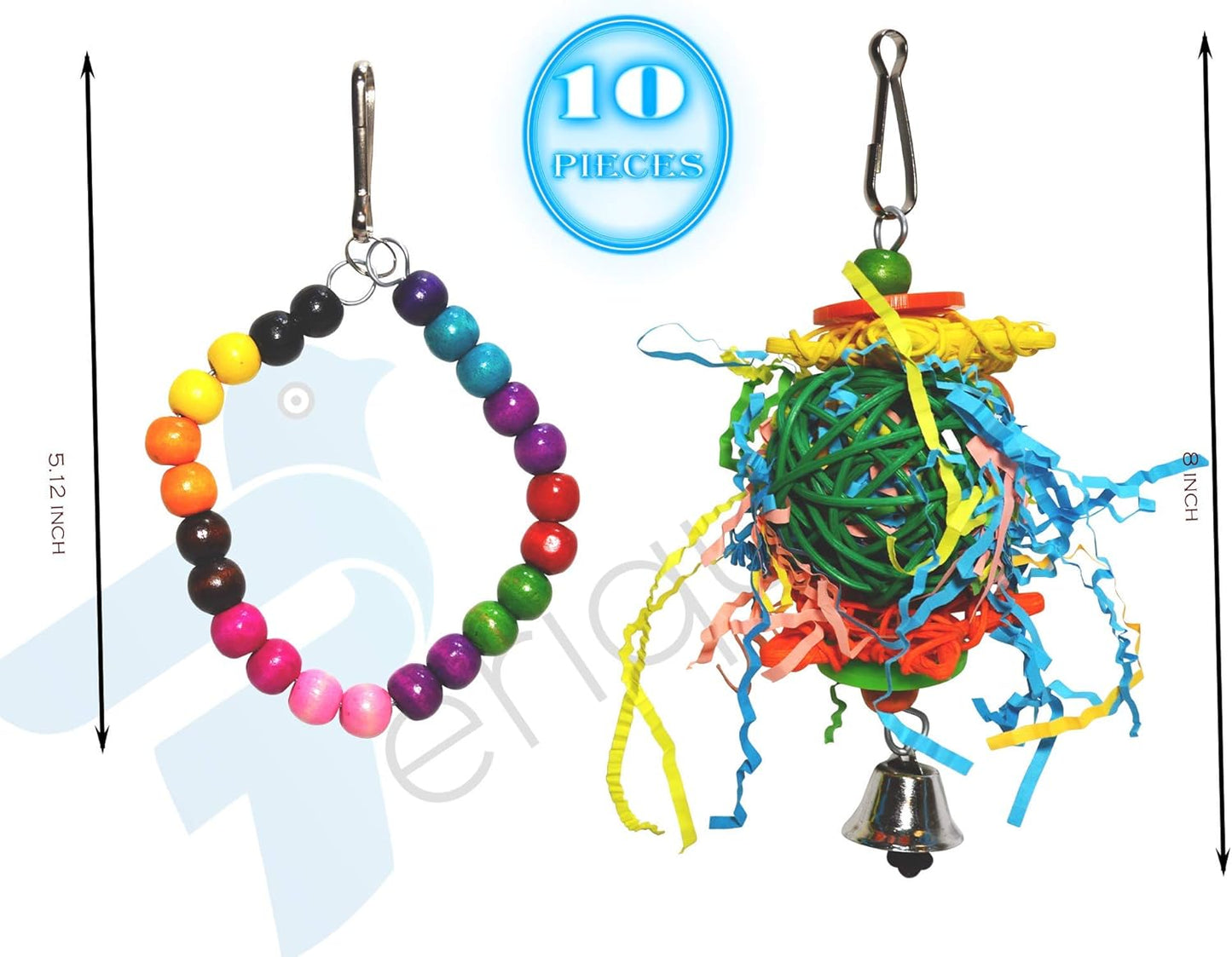 10-Piece Parrot Toy Set – Multi-Activity Cage Enrichment for Small to Medium Birds