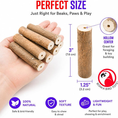 Natural Sola Bark Bird Chew Sticks – 6 Pack Soft Wood Foot Toys & DIY Bird Toy Making Material for Parrots, Cockatiels & Small Birds