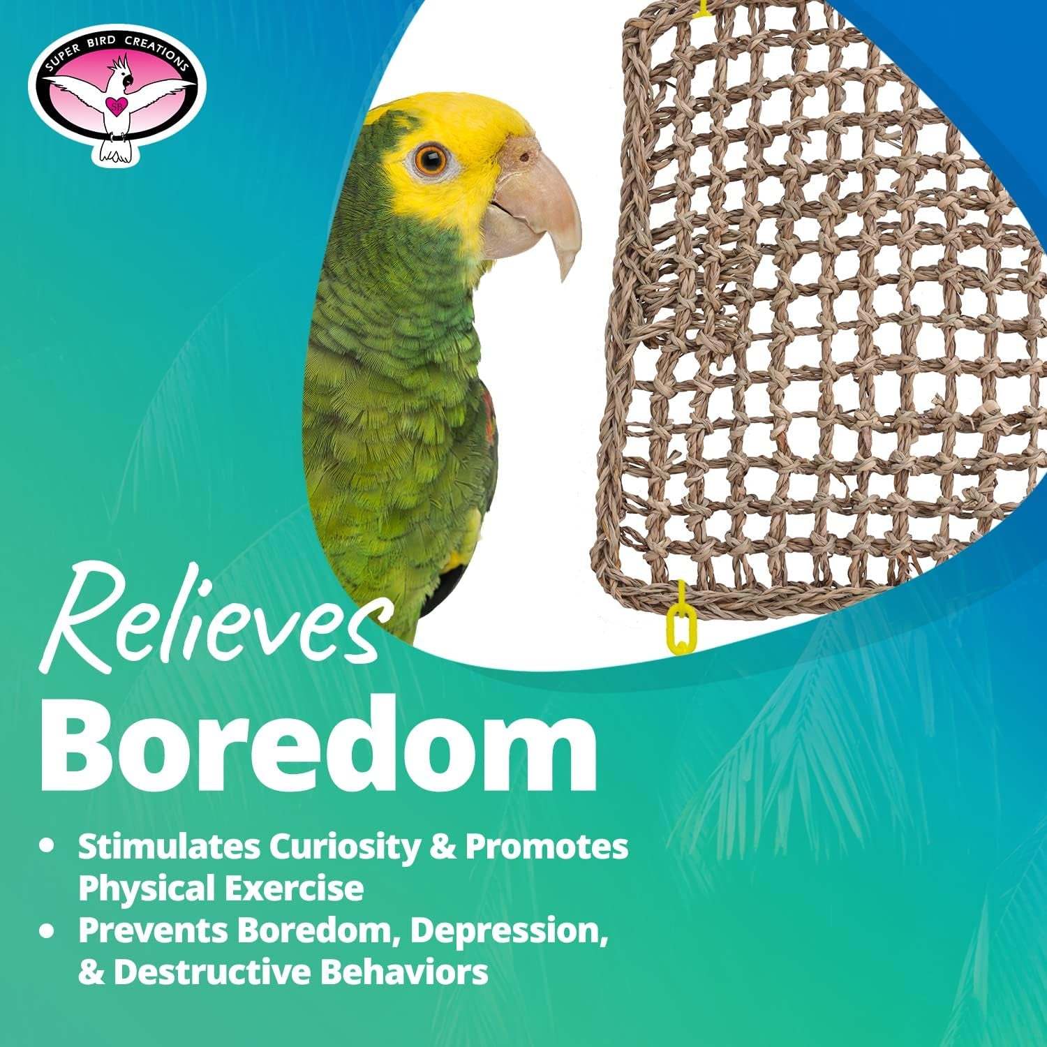 Natural Seagrass Bird Mat – Foraging, Climbing & DIY Enrichment Toy Base for Small to Large Parrots (7" x 12")