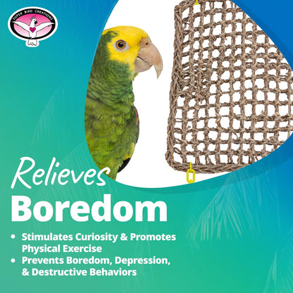 Natural Seagrass Bird Mat – Foraging, Climbing & DIY Enrichment Toy Base for Small to Large Parrots (7" x 12")