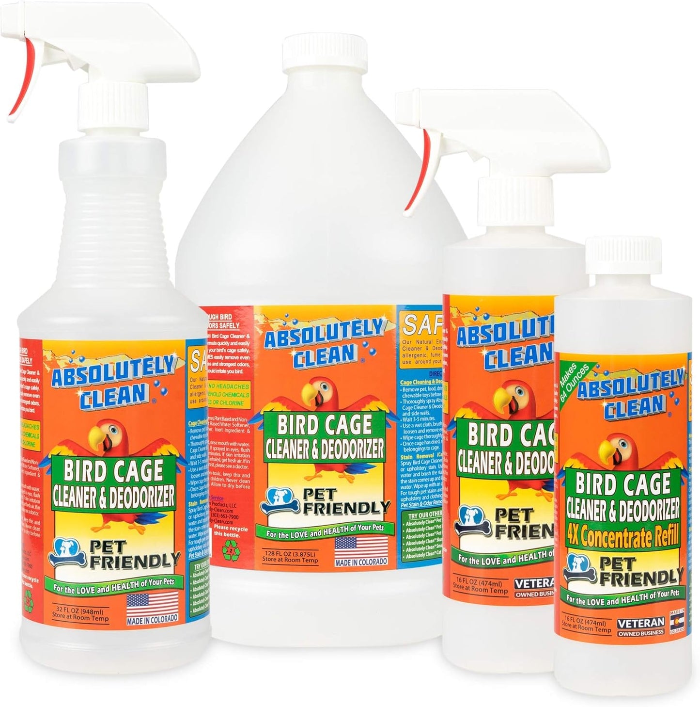 Bird Cage Cleaner & Odor Remover – Fast-Acting Enzyme Formula (16oz, 2-Pack)