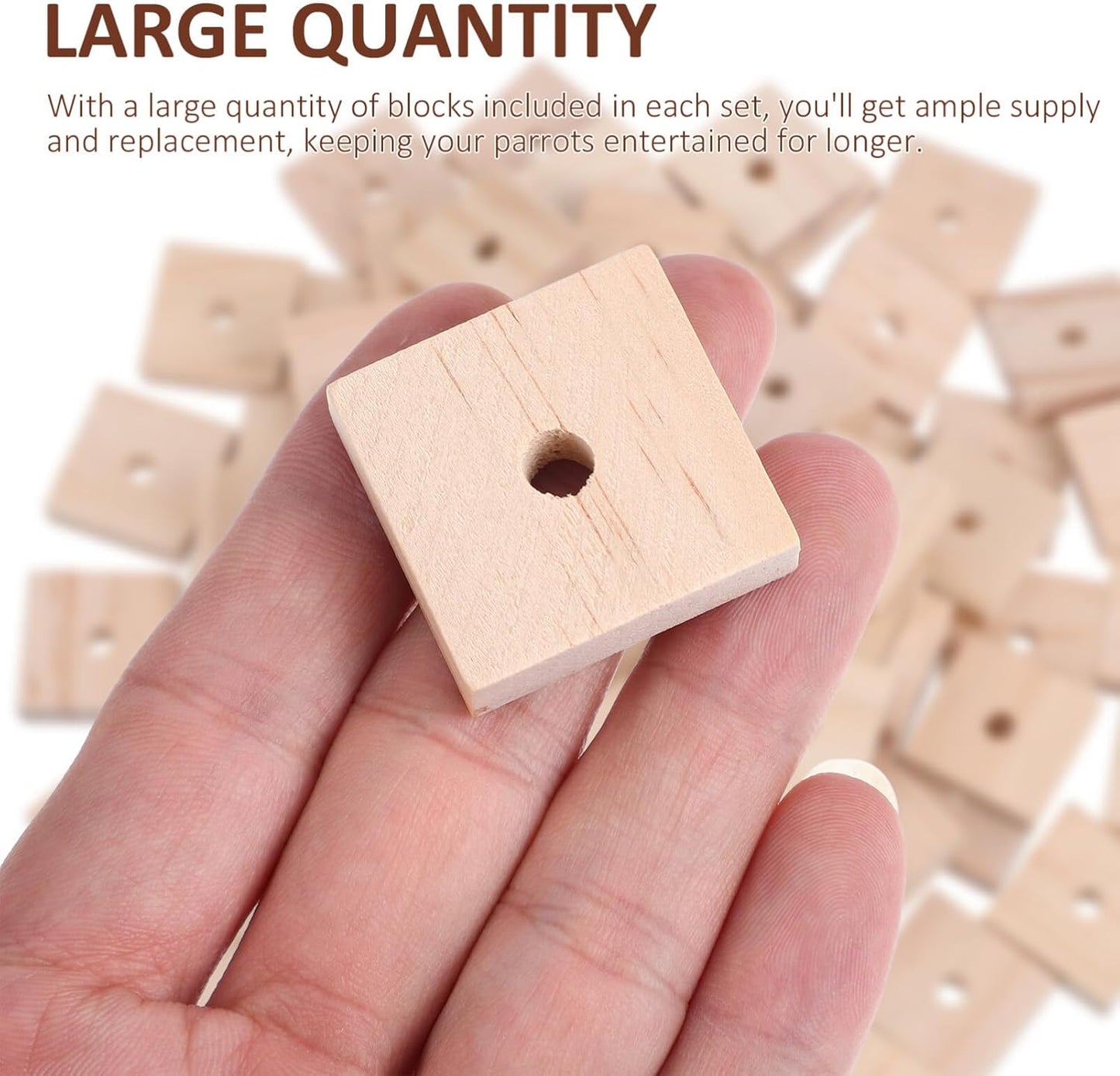 DIY Wooden Bird Chew Blocks – 100 Pack Natural Foot Toys & Parrot Toy Making Parts for Parakeets, Conures, African Greys & Macaws