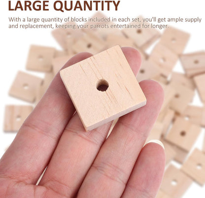 DIY Wooden Bird Chew Blocks – 100 Pack Natural Foot Toys & Parrot Toy Making Parts for Parakeets, Conures, African Greys & Macaws