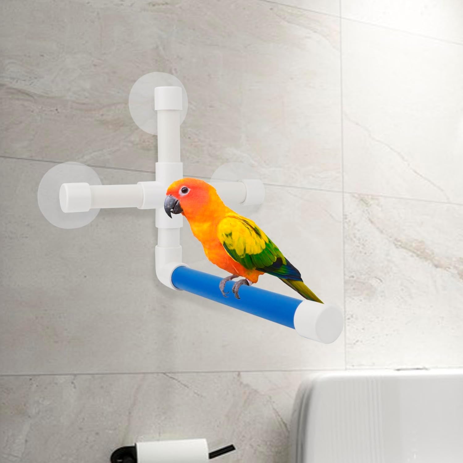 Suction Cup Bird Shower Perch – Window & Bathroom Perch for Small and Medium Parrots