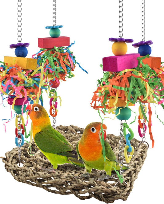 Seagrass Bird Swing Mat – Hanging Foraging, Climbing & Chewing Enrichment Toy and Perch
