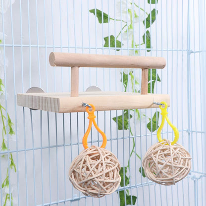 Wooden Bird Perch and Toy – Climbing, Chewing & Play Enrichment for Small and Medium Parrots