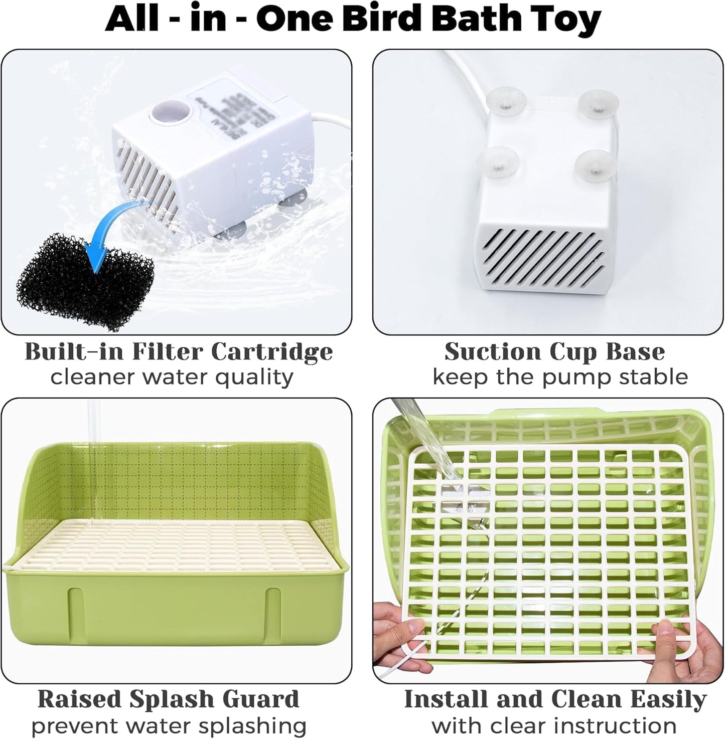 Automatic Bird Bath Fountain – Circulating Water Bath & Drinking Station for Parakeets, Cockatiels, Conures & Parrots