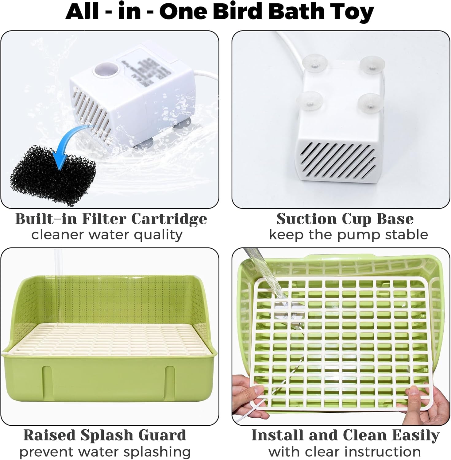 Automatic Bird Bath Fountain – Circulating Water Bath & Drinking Station for Parakeets, Cockatiels, Conures & Parrots