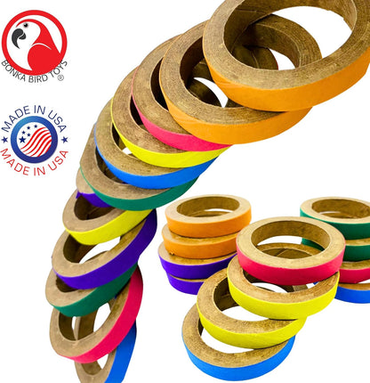 Chew Bagel Bird Toy Set – Interactive Shredding & DIY Enrichment Rings for Parrots -  12 Count