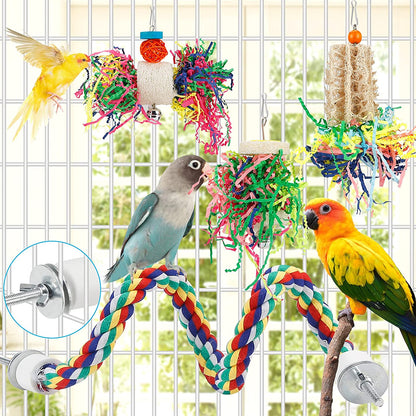 Bird Shredder & Foraging Cage Toy Set – Natural Chewing, Climbing & Enrichment, 4 Pack