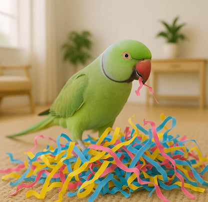 Rainbow Crinkle Paper Shred for Birds – Safe DIY Bird Toy Filler, Foraging Box Stuffing & Nesting Material