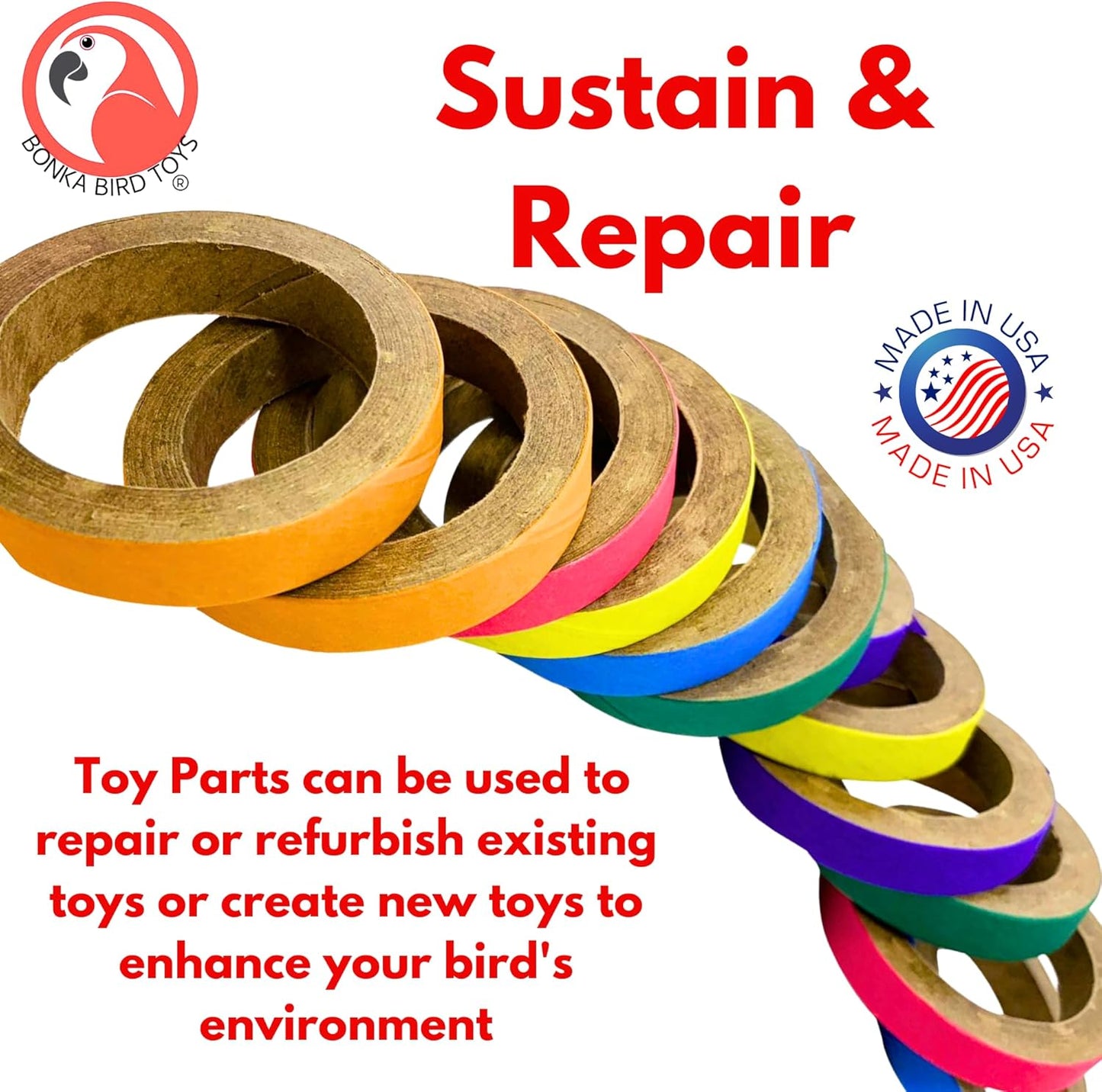 Chew Bagel Bird Toy Set – Interactive Shredding & DIY Enrichment Rings for Parrots -  12 Count