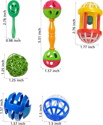 Interactive Rattan & Bell Bird Toy Set – Multi-Texture Play, Foraging & DIY Enrichment for Parrots