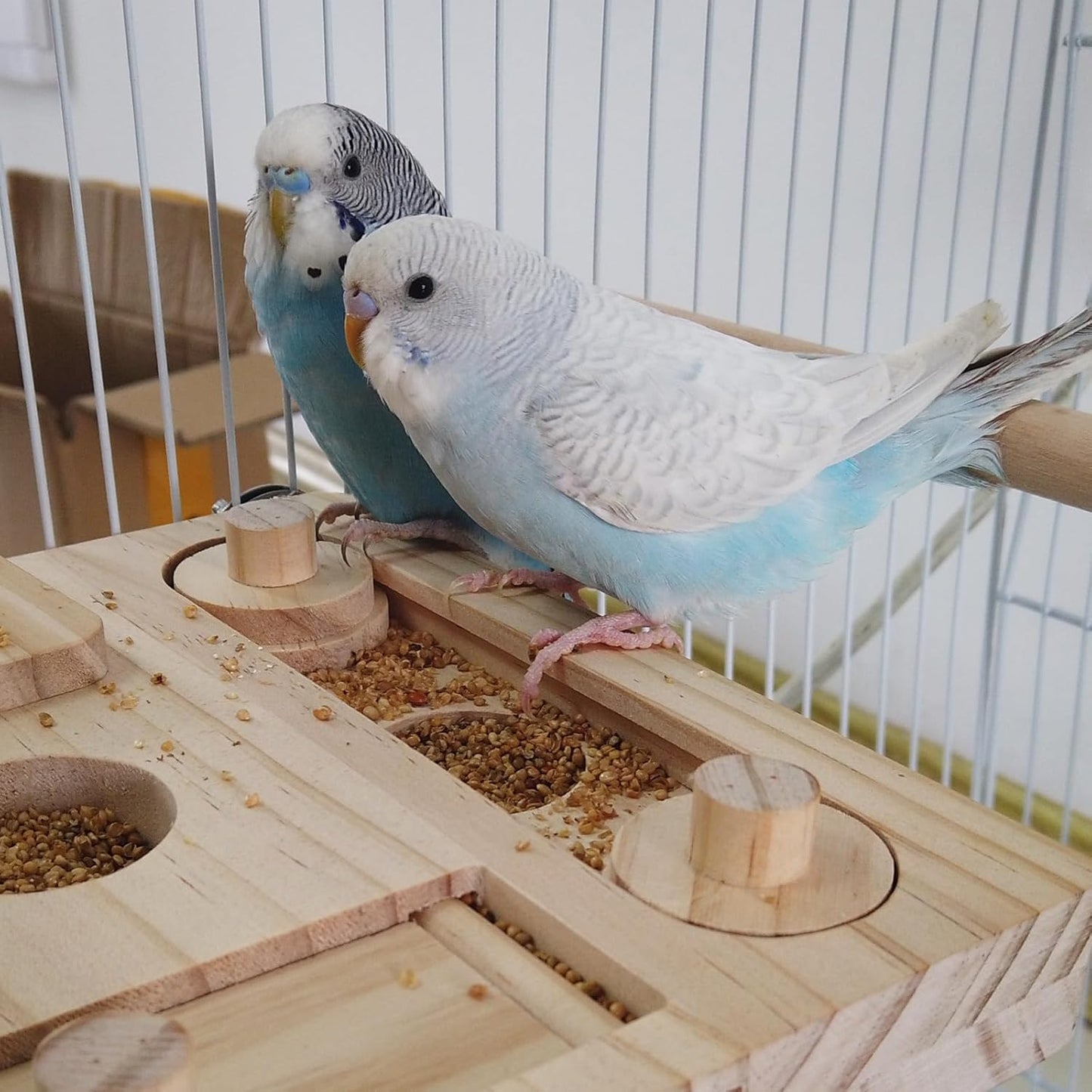 Wooden Bird Foraging Puzzle Toy - Perfect fo  Parakeet, Cockatiel, Sun Conures - Interactive Mental Enrichment Toy